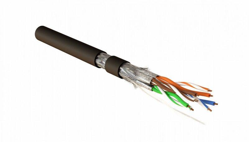 кабель витая пара экранир. s/ftp кат.7a 4 пары 23 awg ож solid кажд. пара в фольге общий экран-оплетка pe sftp4-c7a-s23-out-pe-bk-500 черн. (уп.500м) hyperline 444461 от BTSprom.by