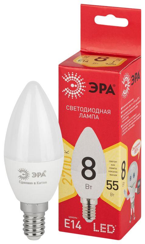 лампа светодиодная red line led b35-8w-827-e14 r 8вт b35 свеча 2700к тепл. бел. e14 эра б0050694 от BTSprom.by