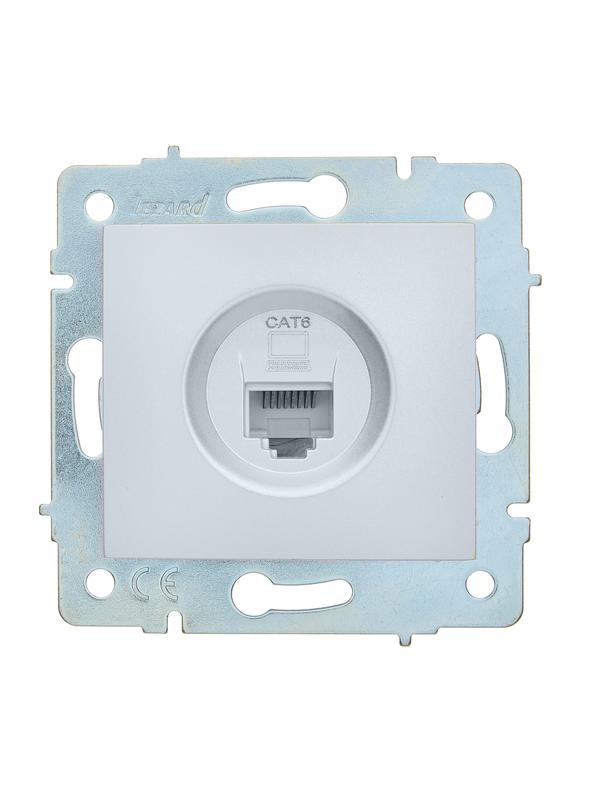 розетка компьютерная 1-м сп asti ip20 rj45 механизм cat 6e жемчуж./бел. перламутр. lezard 7081-3088-140 от BTSprom.by