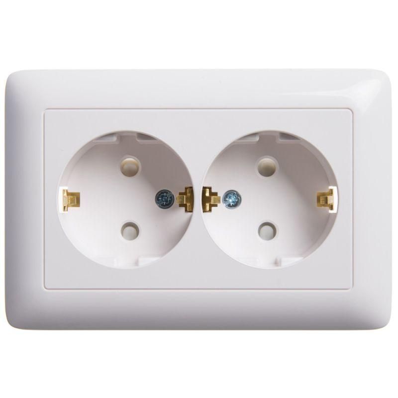 розетка 2-м сп хит 16а ip20 с заземл. защ. шторки бел. se rs16-231-b от BTSprom.by