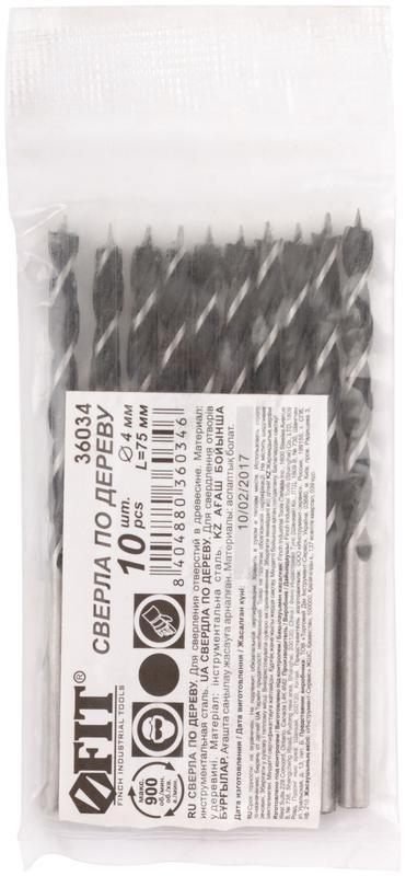  Сверло по дереву 4мм (уп.10шт) FIT 36034 фото в каталоге от BTSprom.by
