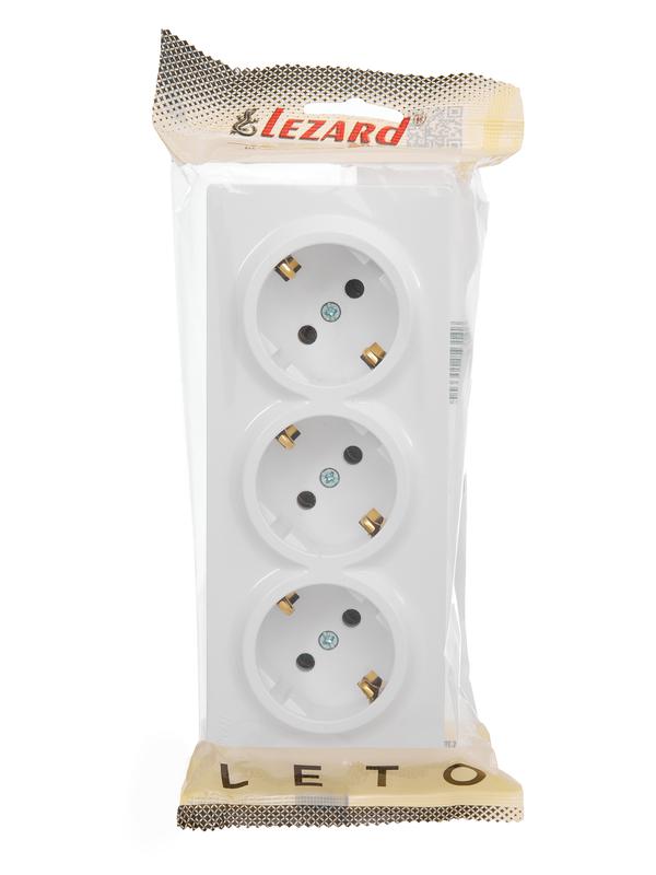  Розетка 3-м ОП LETO с заземл. закрытый корпус ПБТ бел. LEZARD 752-0200-127BUP фото в каталоге от BTSprom.by