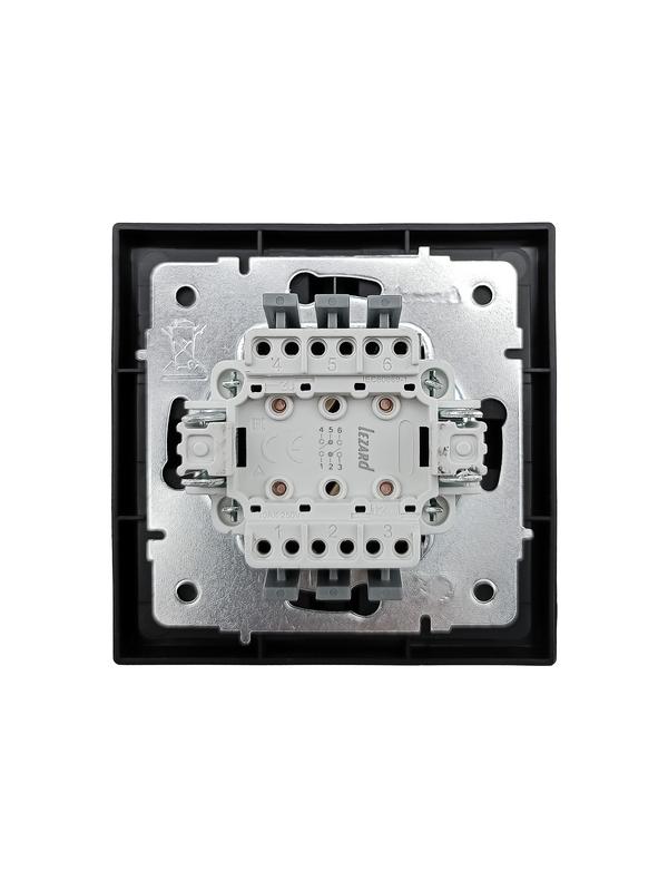  Выключатель проходной 2-кл. СП ZIMA IP20 10А безвинт. зажим черн. бархат LEZARD 704-4288-106QC фото в каталоге от BTSprom.by