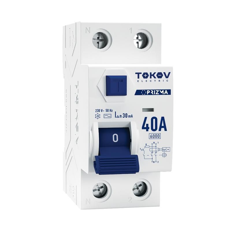 выключатель дифференциального тока (узо) 2п (1p+n) 40а 30ма тип ac 6ка tokov electric tke-pz60-rcdm-2-40-30-ac от BTSprom.by