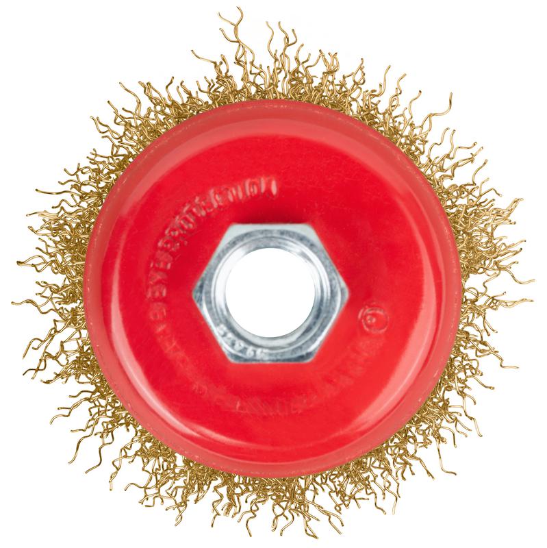  Корщетка-чашка гайка М14 стальная латунированная волнистая проволока 65мм FIT 39265 фото в каталоге от BTSprom.by