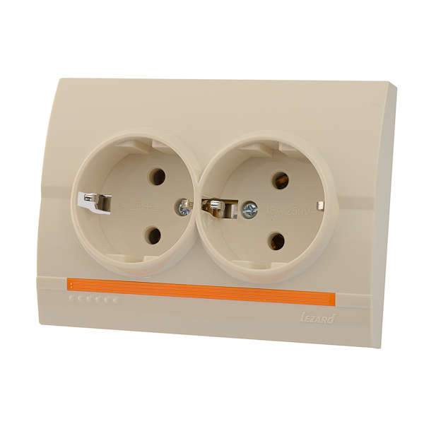 розетка 2-м сп deriy 16а ip20 с заземл. керамика крем. lezard 702-0303-127 от BTSprom.by