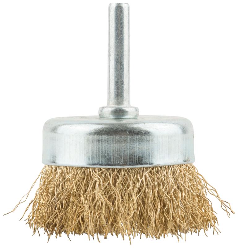  Корщетка тип "чашка" со штифтом стальная латунированная волнистая проволока 50мм MOS 38486М фото в каталоге от BTSprom.by