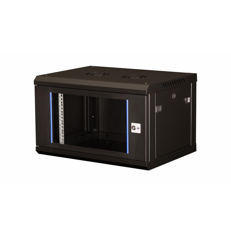 шкаф телекоммуникационный настен. 19дюйм 6u 368х600х450мм дверь стекло черн. datarex dr-631001 от BTSprom.by