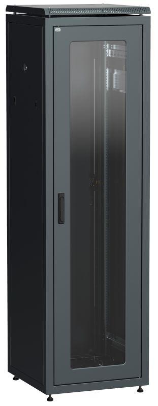 шкаф сетевой 19дюйм linea n 33u 600х600мм стеклянная передняя дверь задняя металлическая черн. itk ln05-33u66-gm от BTSprom.by