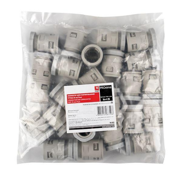  Коннектор для гофр. трубы 25мм (уп.25шт) Plast EKF kn-t-25 фото в каталоге от BTSprom.by