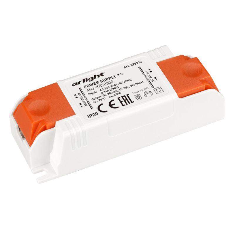  Блок питания ARJ-KE30300 9Вт 300мА IP20 пластик 5 лет Arlight 025713 фото в каталоге от BTSprom.by