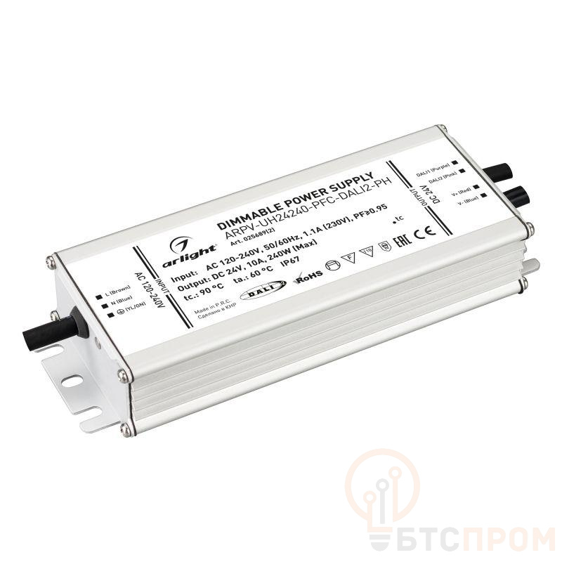 Блок питания ARPV-UH24240-PFC-DALI2-PH (24В 10.0А 240Вт) IP67 металл Arlight 025689(2) фото в каталоге от BTSprom.by  Блок питания ARPV-UH24240-PFC-DALI2-PH (24В 10.0А 240Вт) IP67 металл Arlight 025689(2) фото в каталоге от BTSprom.by