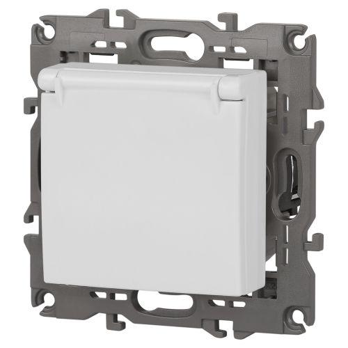  Розетка Elegance 14-2103-01М 16А 250В 2P+E Schuko защ. шторки с крышкой матов. бел. Эра Б0065808 фото в каталоге от BTSprom.by