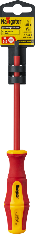  Отвертка диэлектрическая 93 429 NHT-Otd03-SL5.5-125 Navigator 93429 фото в каталоге от BTSprom.by