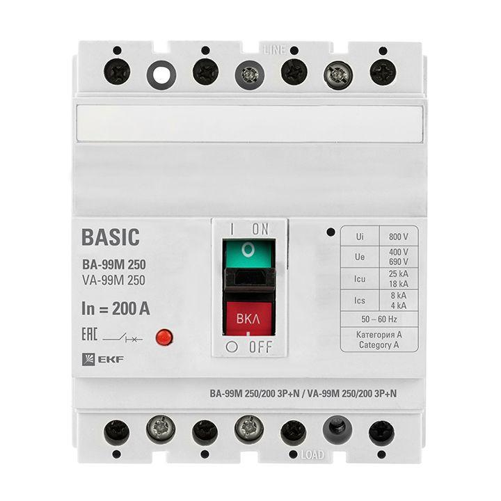 выключатель автоматический 4п (3p+n) 250/200а 35ка ва-99м proxima ekf mccb99-250-200m-4p от BTSprom.by