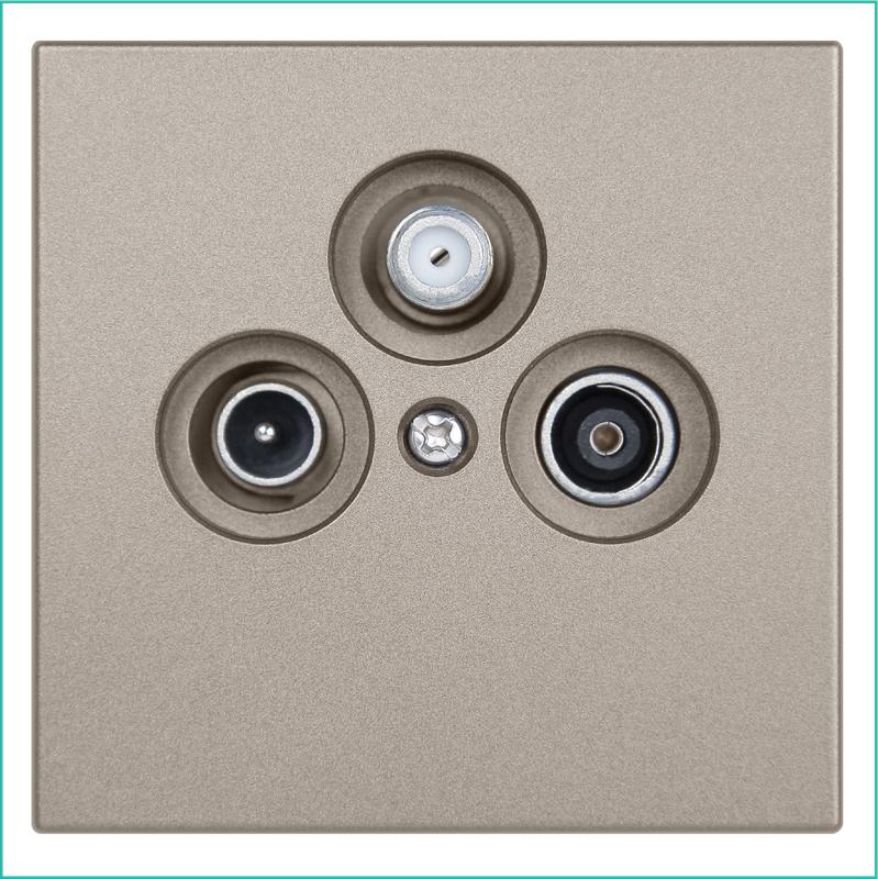 розетка телевизионная оконечная tv + fm + sat 3-м сп fd ф9.5мм с накладкой механизм бронза jasmart fd6206br от BTSprom.by