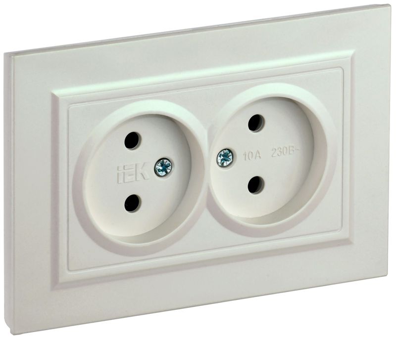 розетка 2-м сп brite рс12-2-брж 10а в сборе без заземл. без защ. шторок жемчуж. iek br-r20-10-k36-f от BTSprom.by
