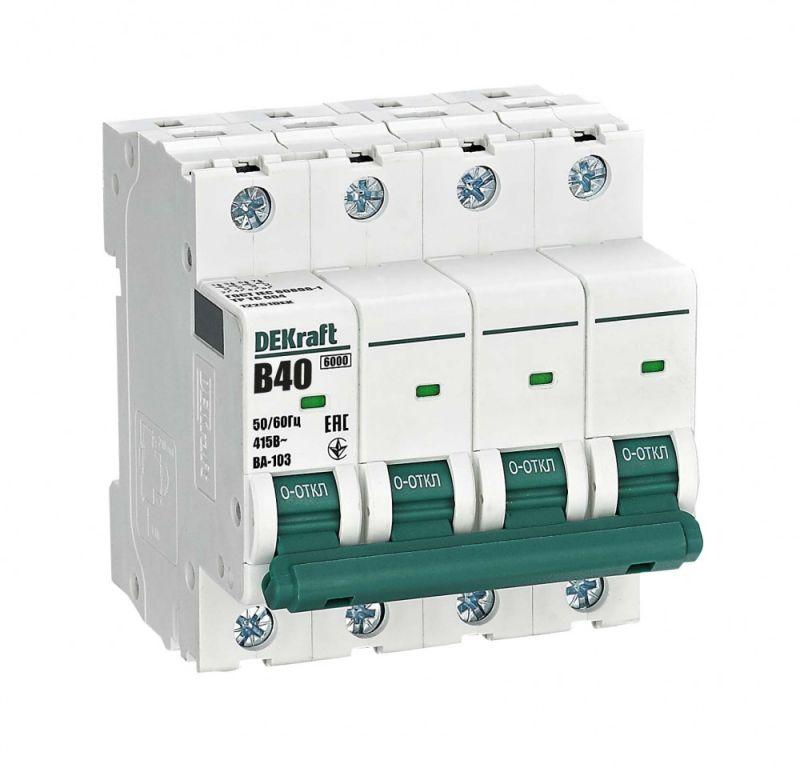 выключатель автоматический модульный 4п b 40а 6ка ва-103 dekraft 12261dek от BTSprom.by
