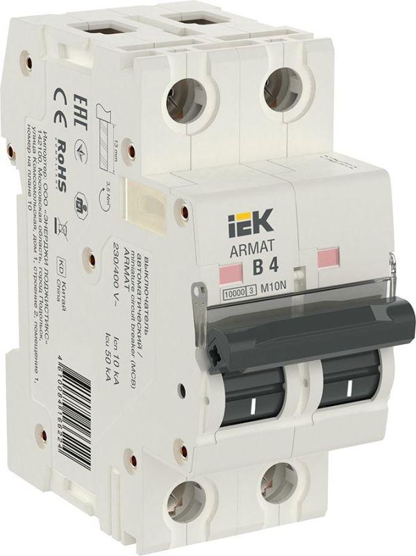 выключатель автоматический модульный 2п b 4а m10n armat iek ar-m10n-2-b004 от BTSprom.by