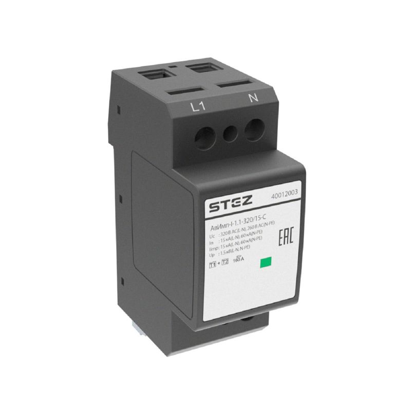 устройство защиты от импульсных напряжений класса 1+2 1 фаза n pe авимп-i-1.1-320/15-c стэз 40012003 от BTSprom.by