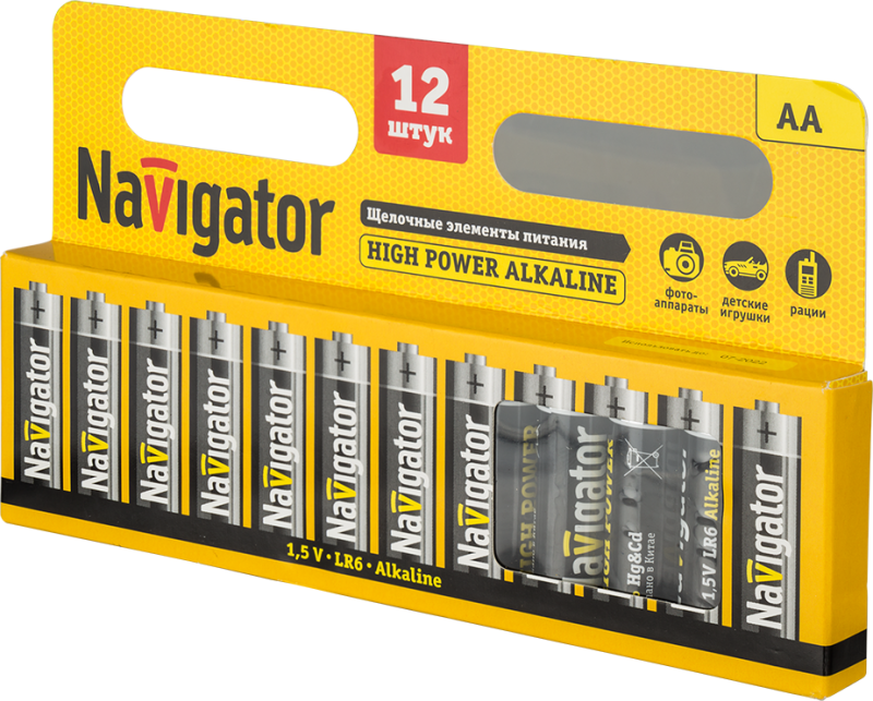 элемент питания алкалиновый aa/lr6 94 782 nbt-ne-lr6-bp12 (блист.12шт) navigator 94782 от BTSprom.by