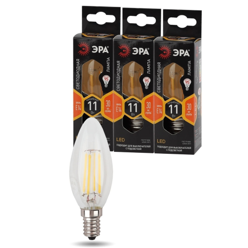 Лампа светодиодная филаментная F-LED B35-11w-827-E14 B35 11Вт свеча E14 тепл. бел. ЭРА Б0046985 фото в каталоге от BTSprom.by