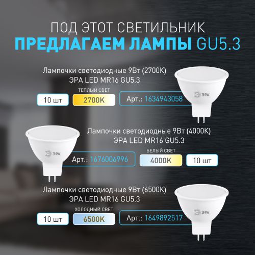  Светильник KL109 MR16 GU5.3 встраив. алюм. WH/SL бел./серебро матов. ЭРА Б0061829 фото в каталоге от BTSprom.by