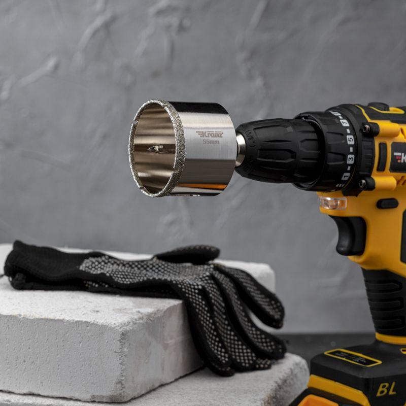  Коронка алмазная 55мм по керамограниту с центровочным сверлом Kranz KR-92-0015 фото в каталоге от BTSprom.by