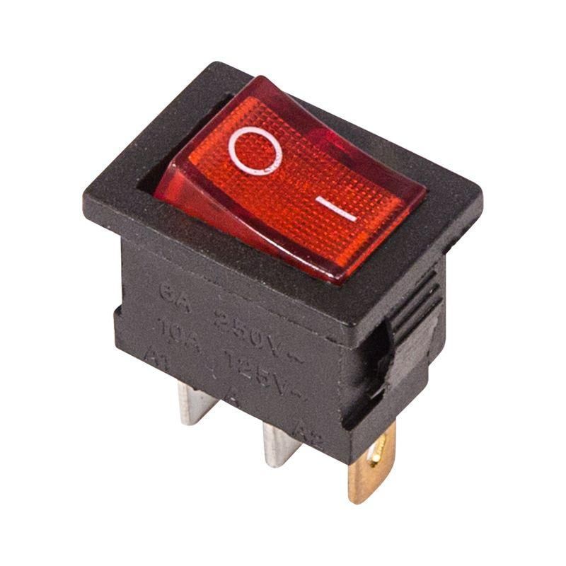 выключатель клавишный 250в 6а (3с) on-off красн. с подсветкой mini (rwb-206; sc-768) rexant 36-2150 от BTSprom.by