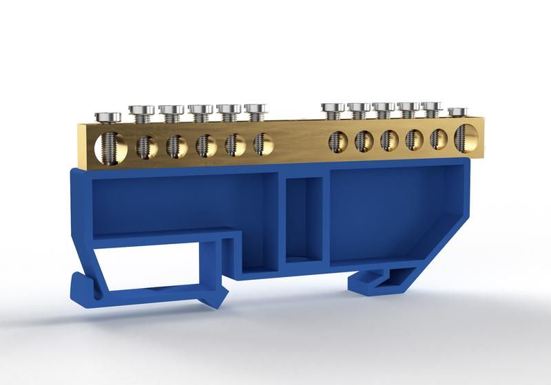 шина нулевая на din-изоляторе 6х9мм 12 отвер. латунь tokov electric tke-bcb-69-12-din/n от BTSprom.by