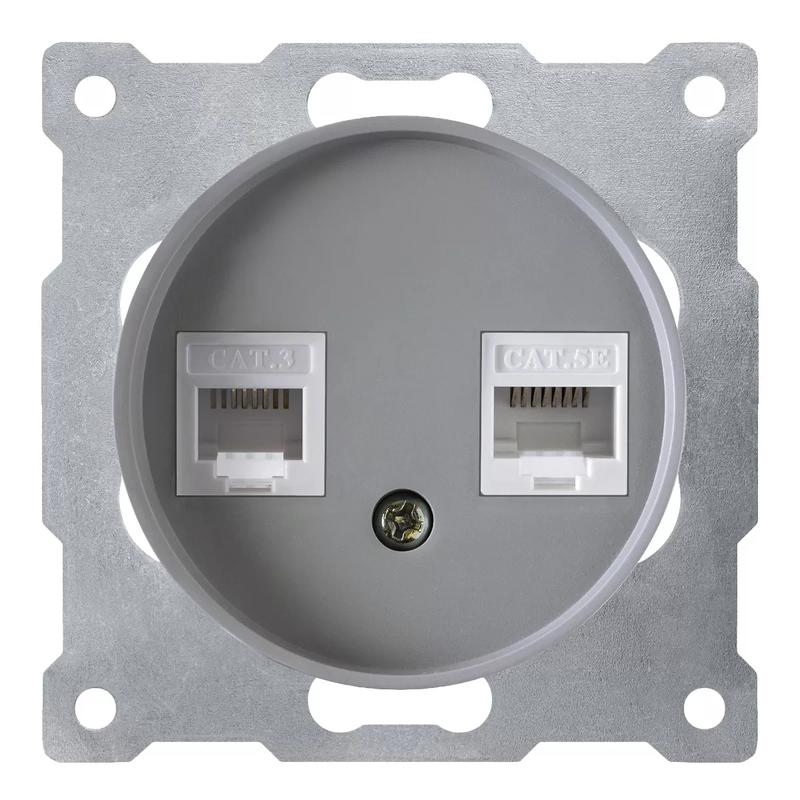 розетка компьютерная + телефонная 2-м сп florence rj45 + rj11 кат.5e механизм сер. (1e20801302) onekeyelectro 2172840 от BTSprom.by