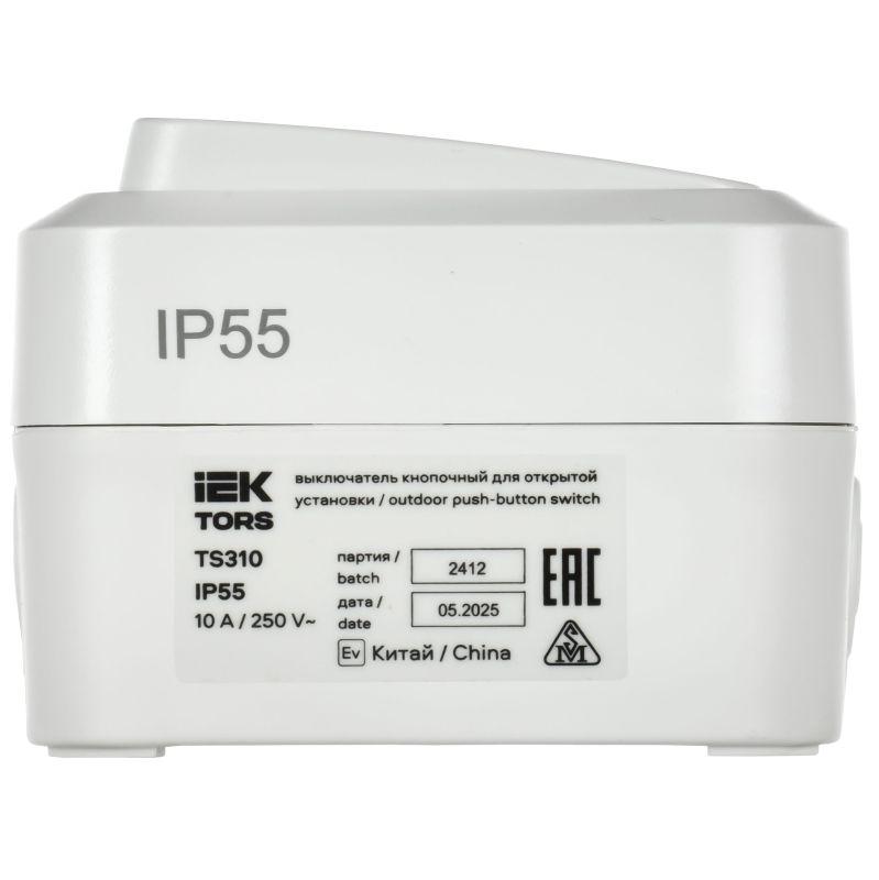  Выключатель кнопочный 1-кл. ОП TORS TS310 10А IP55 бел. IEK TS-V14-0-10-55-K01 фото в каталоге от BTSprom.by