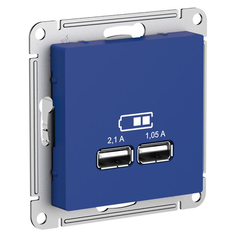 розетка usb atlasdesign тип a+a 5в/2.1а 2х5в/1.05а механизм аквамарин se atn001133 от BTSprom.by