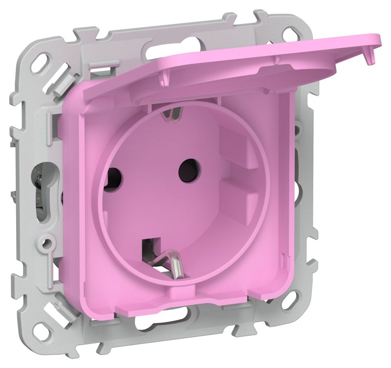 розетка сп flite рсшкр11-1-44-флпр 16а ip44 с заземл. с защ. шторками и крышкой безвинтовое крепление механизм пурпур. iek fi-r16-16-1-44-k99 от BTSprom.by