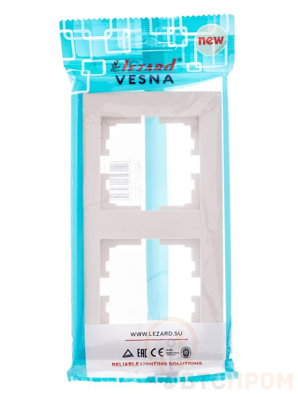 Рамка 2-местн. вертик. VESNA кремов. LEZARD 742-0300-152 фото в каталоге от BTSprom.by  Рамка 2-местн. вертик. VESNA кремов. LEZARD 742-0300-152 фото в каталоге от BTSprom.by
