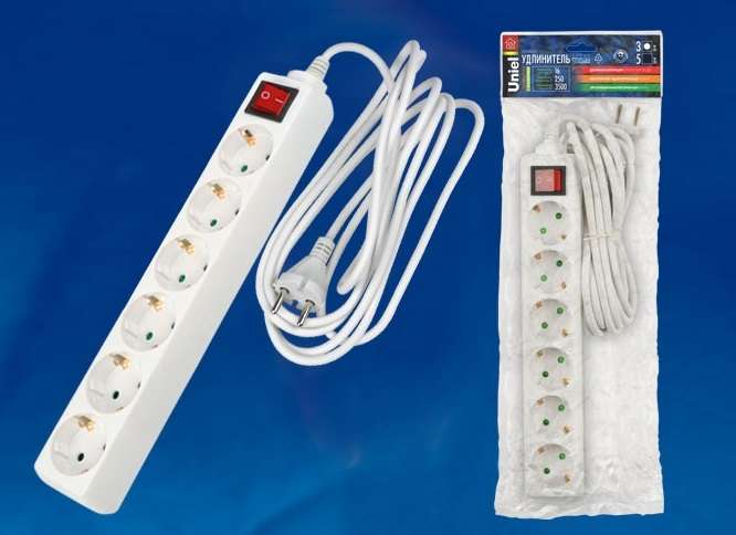 удлинитель 6х3м с заземл. 16а ip20 s-gcd6-3b с выкл. uniel 02939 от BTSprom.by