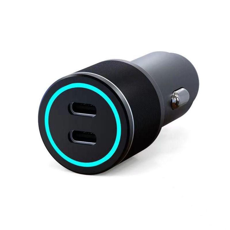 устройство зарядное автомобильное c двумя портами (usb-c + usb-с) c led-подсветкой 75вт rexant 18-2232-5 от BTSprom.by