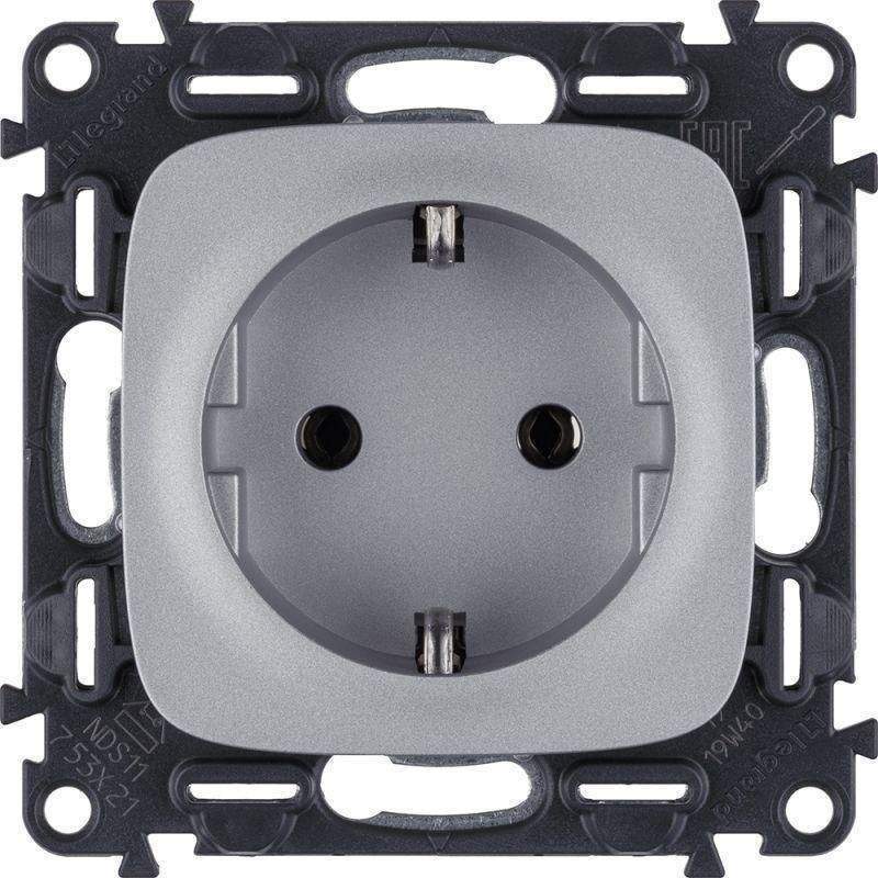 розетка 1-м сп valena allure 16а ip2x 250в 2p+e безвинтов. клеммы с лицев. панелью механизм алюм. leg 753921 от BTSprom.by