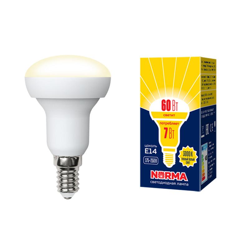лампа светодиодная led-r50-7w/ww/e14/fr/nr norma 7вт матовая e14 (упак. картон) volpe ul-00003845 от BTSprom.by