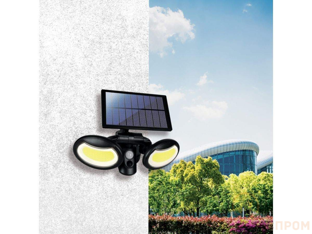  Прожектор садовый на солнечной батарее NEW AGE COB 8Вт 6500K LED LAMPER (с датчиками движения и освещенности, встроенный аккумулятор) фото в каталоге от BTSprom.by