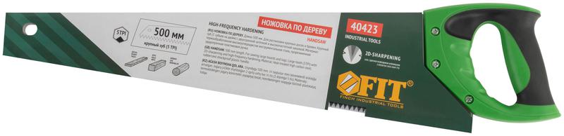  Ножовка по дереву крупный каленый зуб 5 TPI 2D заточка пластиковая прорезиненная ручка 500мм FIT 40423 фото в каталоге от BTSprom.by