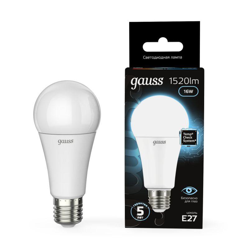 лампа светодиодная black 16вт a60 грушевидная 4100к нейтр. бел. e27 1520лм gauss 102502216 от BTSprom.by