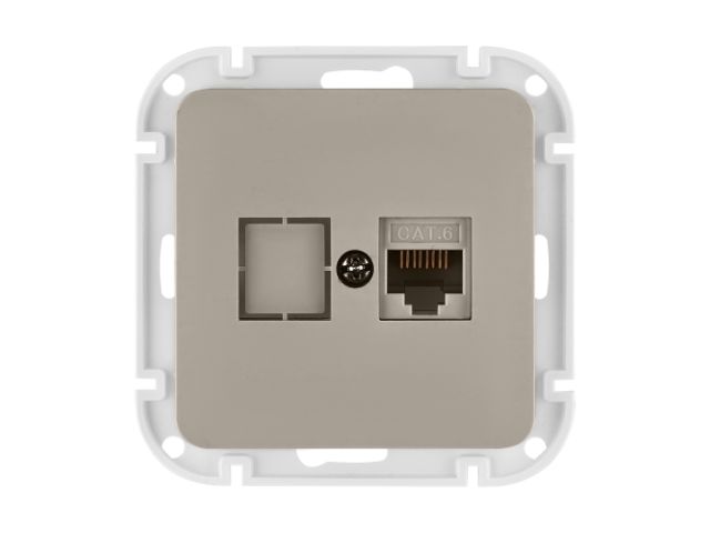 розетка 1-ая компьютерная (скрытая) песочная, astrum, bylectrica рк18-6511 песочн от BTSprom.by