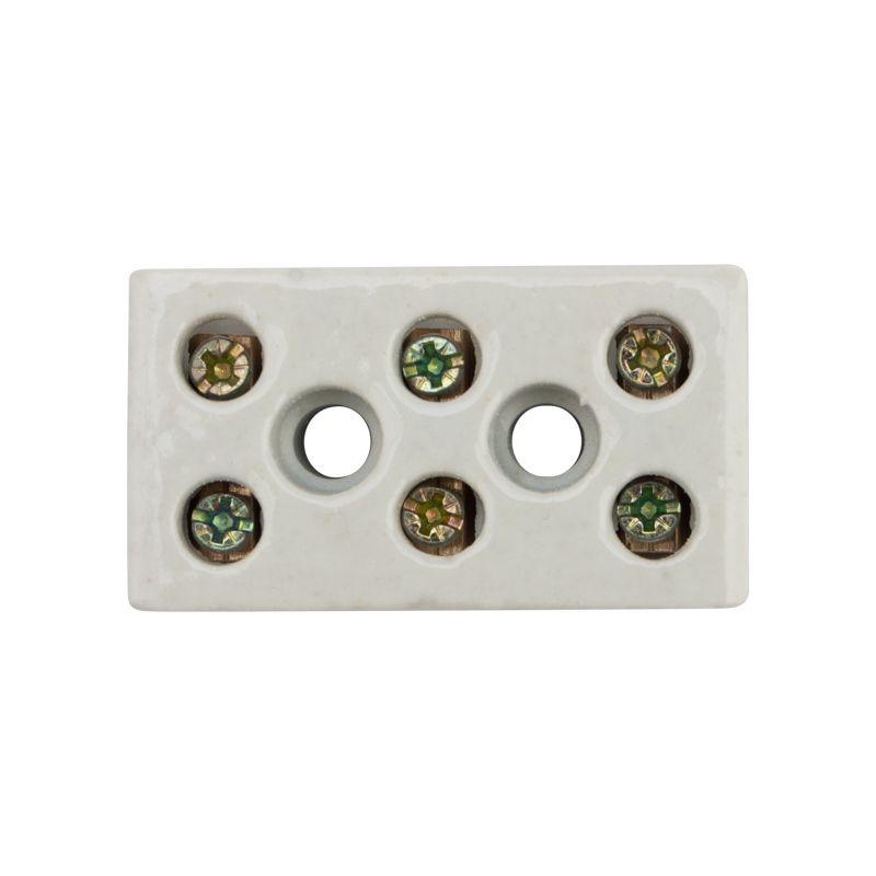  Клемма керамическая винтовая 16кв.мм 3 пары контактов с крепежным отверстием (уп.45шт) Rexant 07-6228 фото в каталоге от BTSprom.by