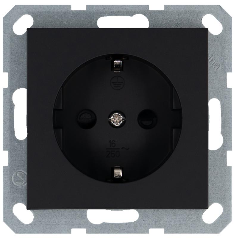 розетка 1-м shuko 16а ip20 с заземл. защ. шторки механизм черн. матов. soft touch jasmart g5501pb от BTSprom.by