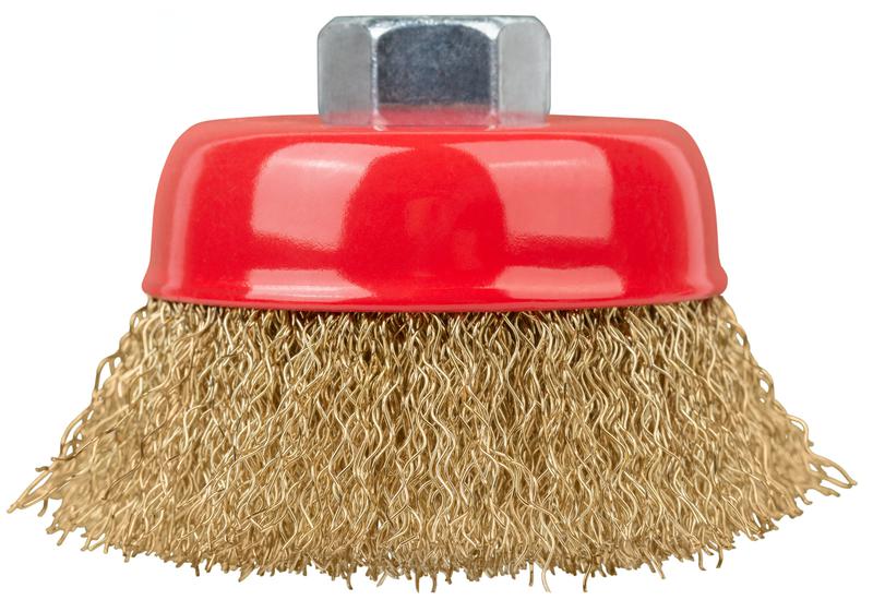  Корщетка-чашка гайка М14 стальная латунированная волнистая проволока 65мм FIT 39265 фото в каталоге от BTSprom.by