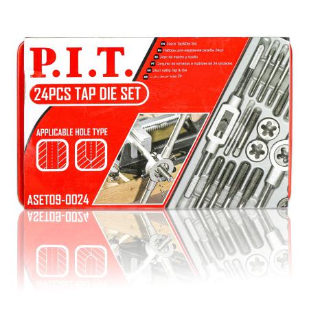 набор для нарезания резьбы метчик; плашки; держатели (24 предмета) p.i.t. aset09-0024 от BTSprom.by