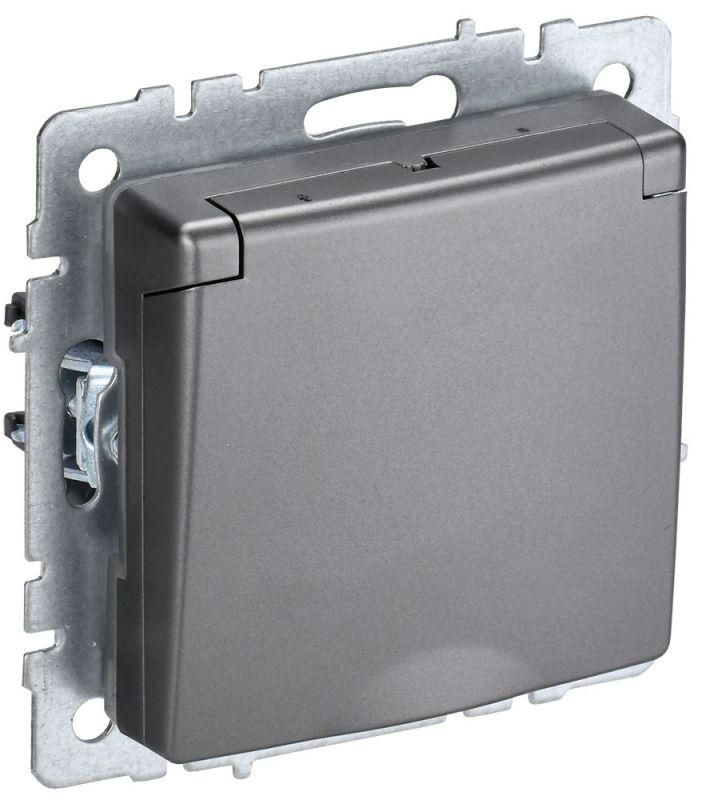 розетка brite рсбш10-3-брс 16а ip20 с заземл. защ. шторки с крышкой механизм сталь iek br-r16-16-k46 от BTSprom.by