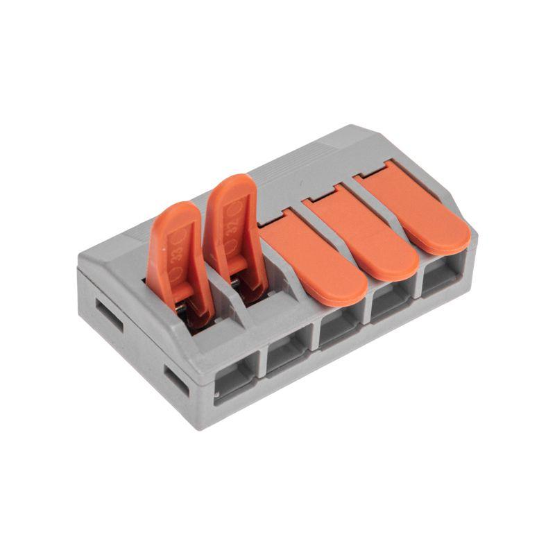  Клемма универсальная СМК 222-615/221-615 5-проводная 0.5-4/6кв.мм сер. (блист.5шт) Rexant 07-5273-5 фото в каталоге от BTSprom.by