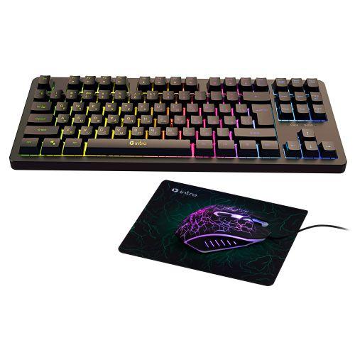 комплект клавиатура и мышь dx750 игровые 1200-3600dpi + коврик черн. intro б0056140 от BTSprom.by